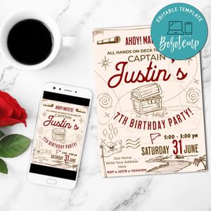 Treasure map Invitation Customizable Template Instant Download
