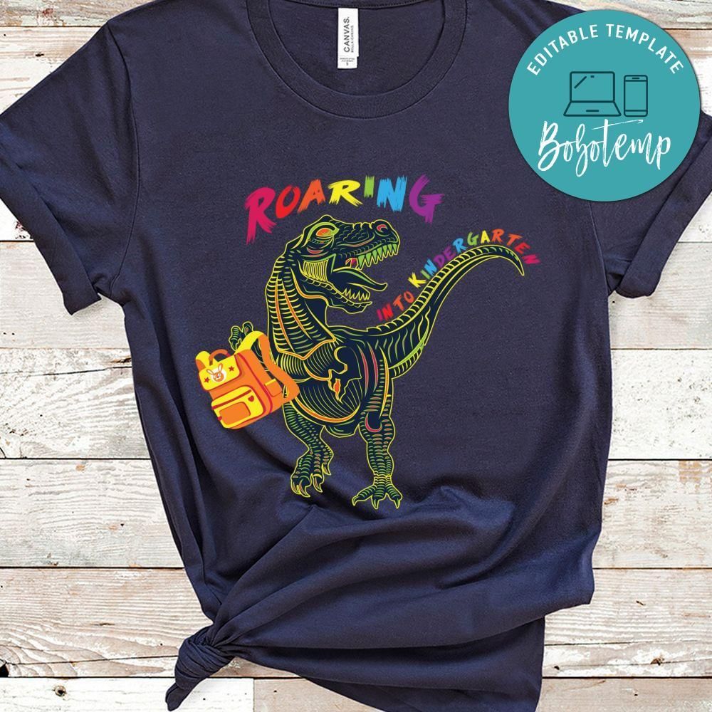 Roaring into kindergarten toddler shirt