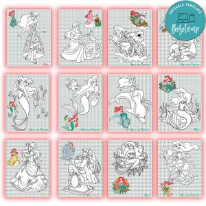 The Little Mermaid Coloring Pages Customizable Template Instant Download