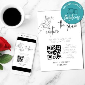 Capture The Love QR Code Sign Customizable Template Instant Download