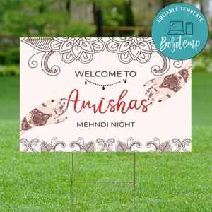 Mehndi Welcome Sign Customizable Template Instant Download