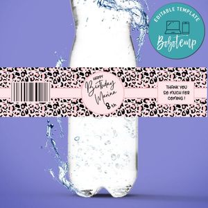 Leopard Birthday Bottle Label Customizable Template Instant Download