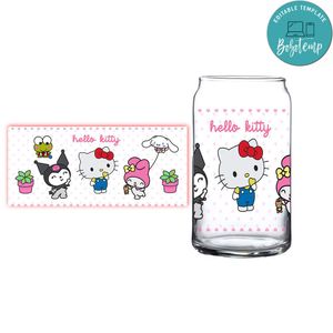 Hello Kitty Sanrio Glass Can Wrap Customizable Template Instant Download