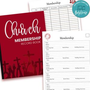 Church Membership Record Customizable Template Instant Download