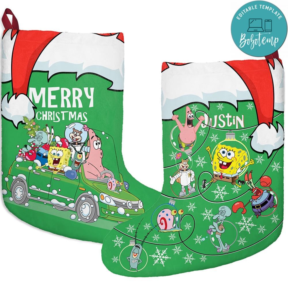 Spongebob Custom Name Christmas Stockings