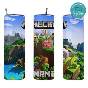 Minecraft Skinny Steel Tumbler with Straw 20oz