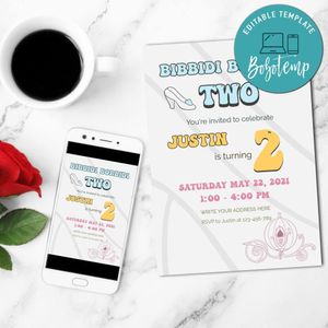 Bibbidi bobbidi two Invitation Customizable Template Instant Download