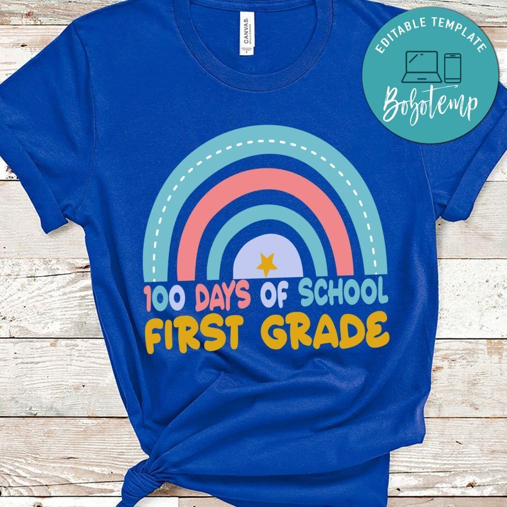 100 day of school first grade rainbow shirt
