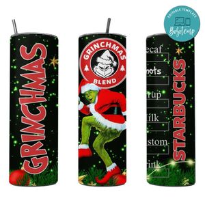 Grinchmas 20 oz skinny tumbler Customizable Template Instant Download