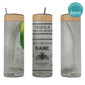 Tequila Skinny Steel Tumbler with Straw 20oz 