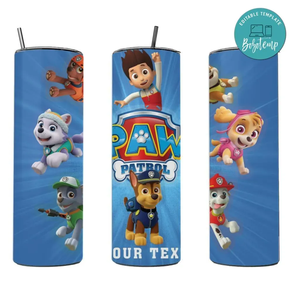 Paw patrol 20 oz skinny tumbler customizable bobotemp