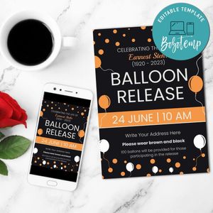 Balloon release memorial Invitation Customizable Template Instant Download