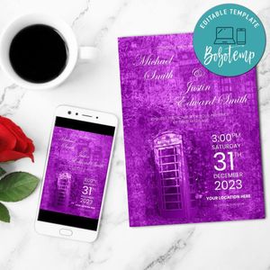 Telephone booth wedding Invitation Customizable Template Instant Download