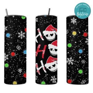 Santa Jack Skellington Ho Ho Ho 20 oz skinny tumbler Customizable Template Instant Download