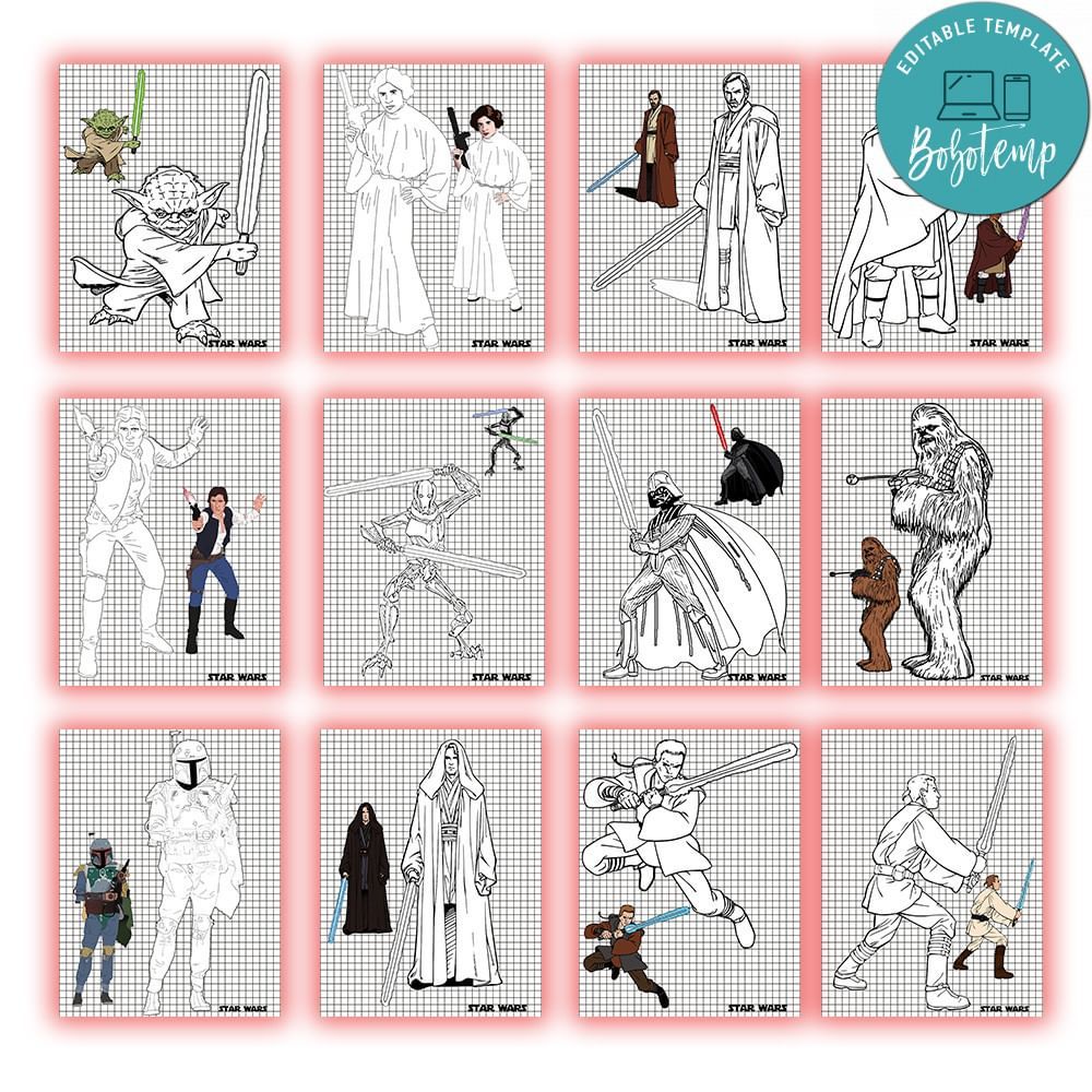 Star wars Coloring Pages Customizable Template Instant Download