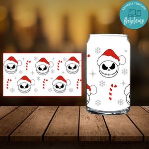 Jack skellington Libbey Glass Can Customizable Template Instant Download