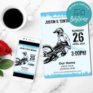 Mountain bike Invitation Customizable Template Instant Download