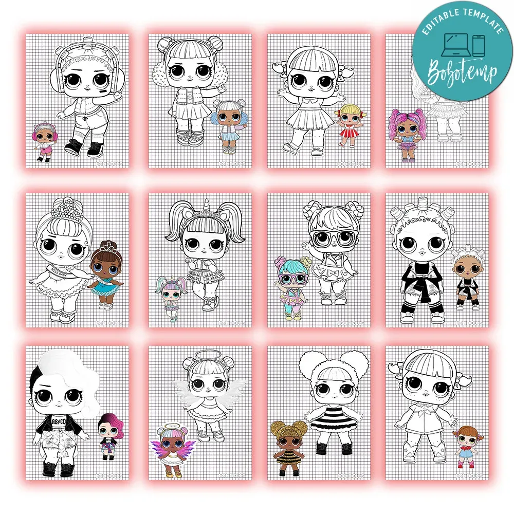 LOL Surprise Dolls Coloring Pages Customizable Template DIY | Bobotemp