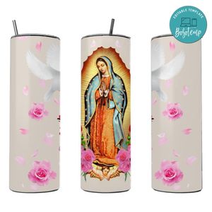 Virgen de guadalupe 20 oz skinny tumbler Christmas Gift Customizable Template Instant Download