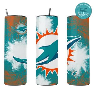 Miami football 20 oz skinny tumbler Customizable Template Instant Download