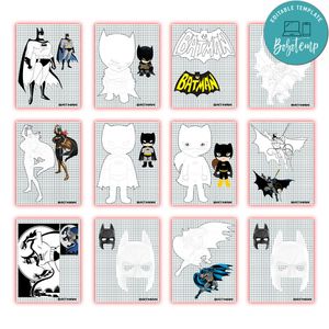 Batman Coloring Pages Customizable Template Instant Download