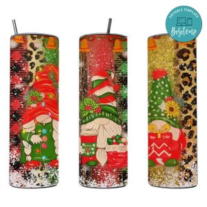 Gnomes Christmas 20 oz skinny tumbler Customizable Template Instant Download