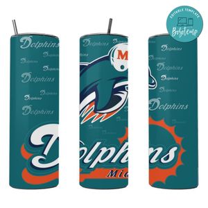 Dolphins Miami football Skinny Steel Tumbler with Straw 20oz 