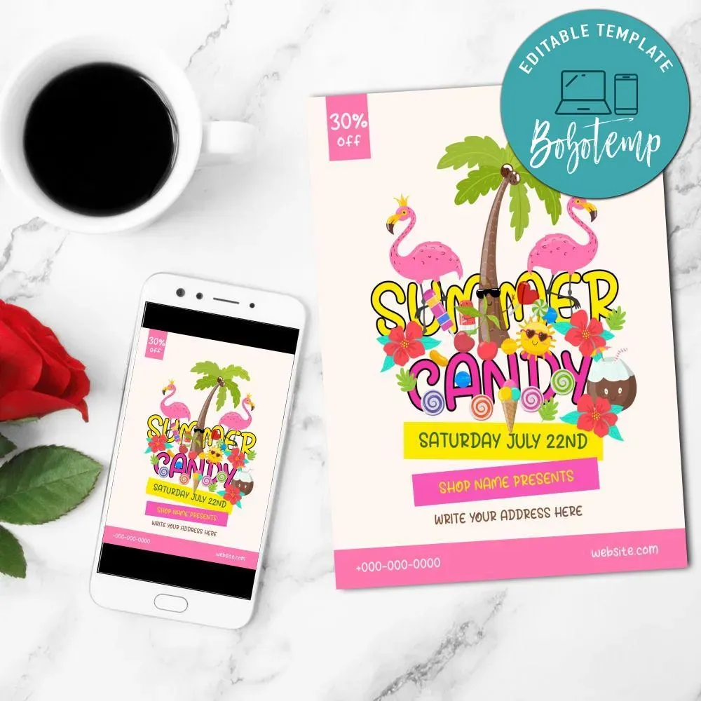 Summer Candy Sale Flyer Customizable Template DIY | Bobotemp