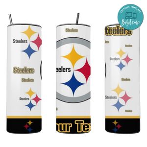 Pittsburgh Football 20 oz skinny tumbler Customizable Template Instant Download