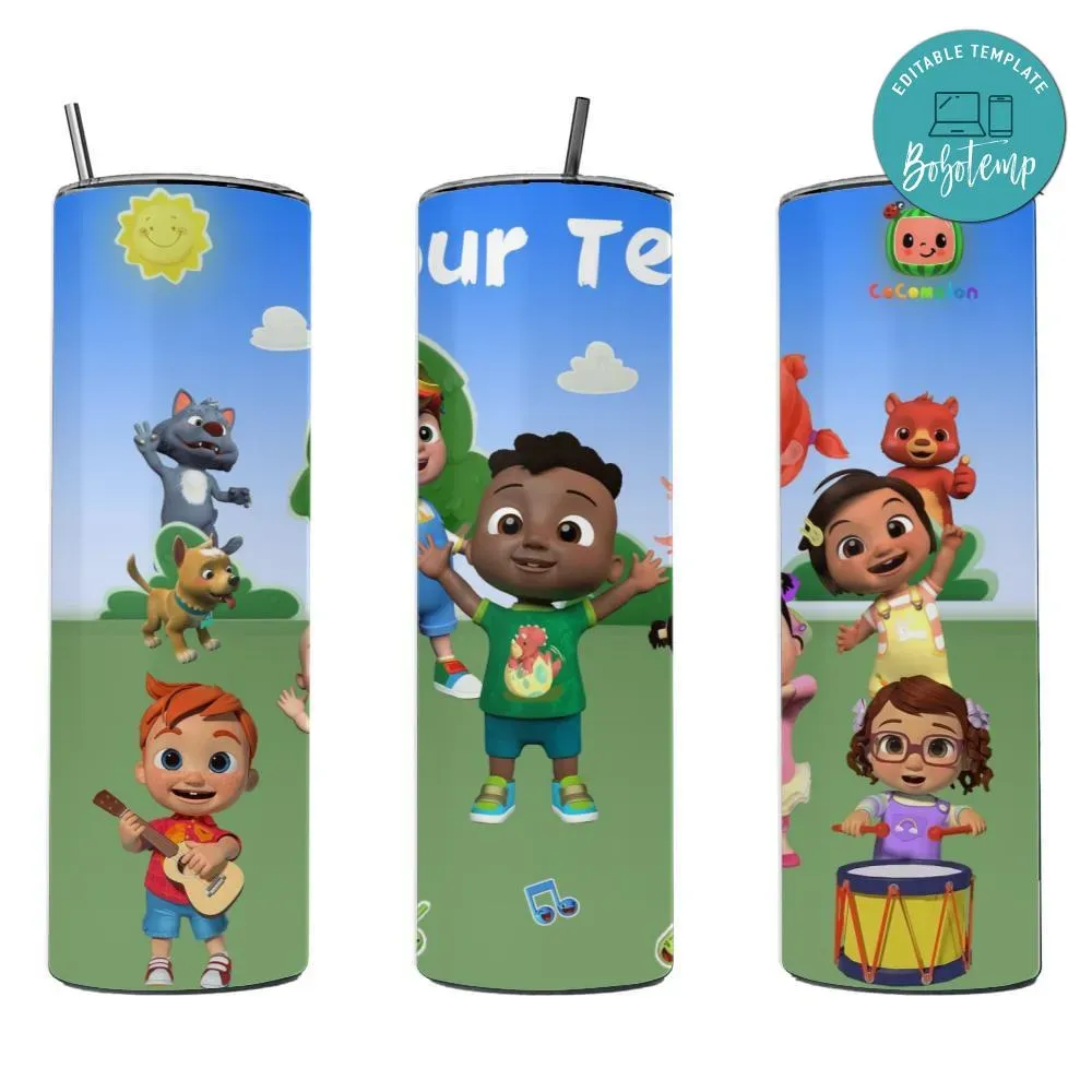 Cocomelon cody 20 oz skinny tumbler customizable bobotemp