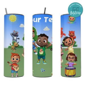 Cocomelon Cody 20 oz skinny tumbler Customizable Template Instant Download