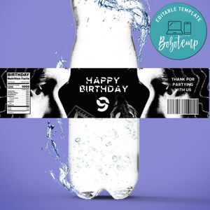 Black Mirror Birthday Bottle Label Customizable Template Instant Download