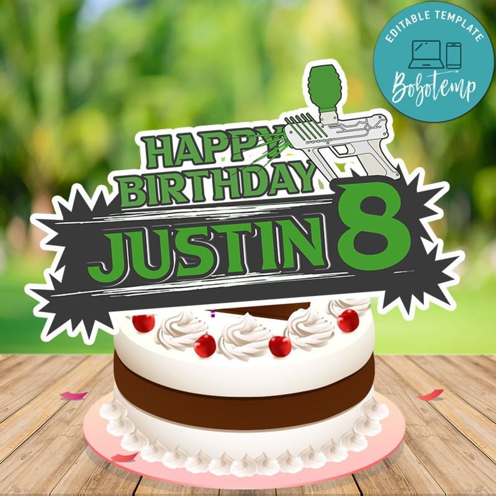 Gel blaster Cake Topper Customizable Template Instant Download