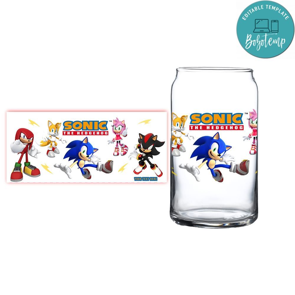 Sonic The Hedgehog Glass Can Wrap Customizable Template Instant Download
