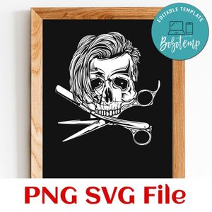 Barber skull PNG SVG design template