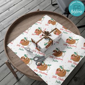 Personalised Sloth Christmas Gift Wrap Customizable