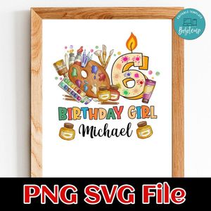 Art Birthday Girl PNG design template