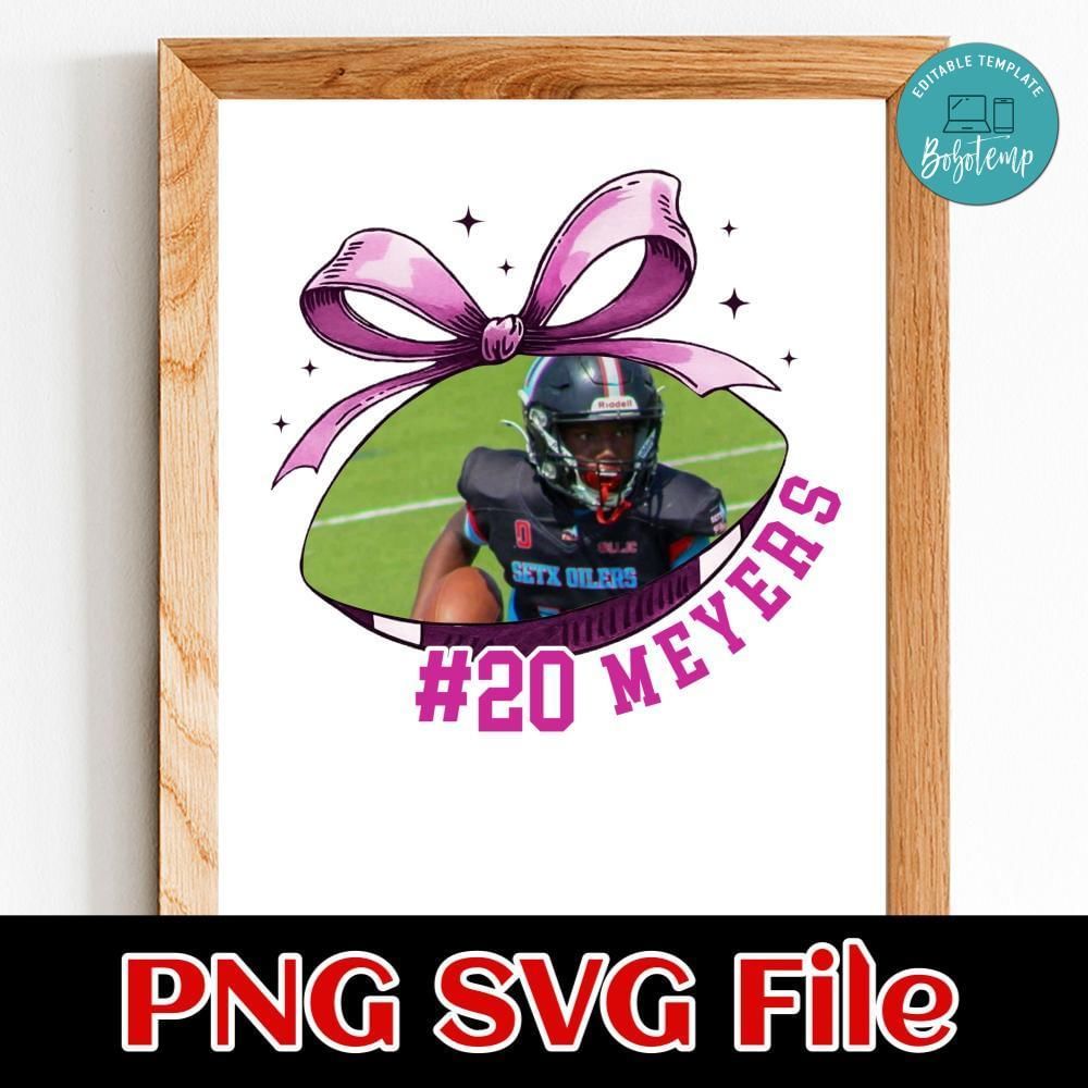 Football bow Custom photo name number Customer Request PNG file template