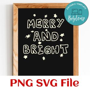 Merry and bright PNG SVG file template