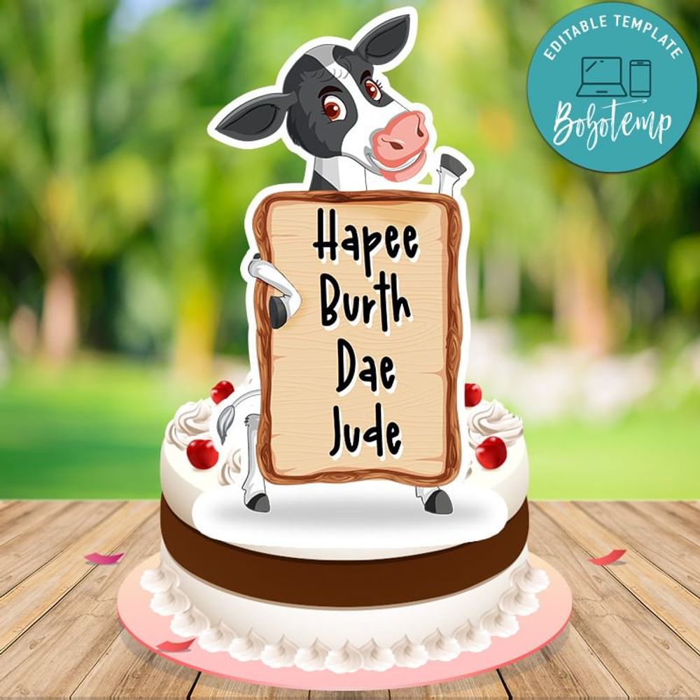 Hapee Burth Dae Birthday Cake Topper Template Printable Instant Download
