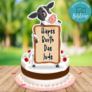 Hapee Burth Dae Birthday Cake Topper Template Printable Instant Download