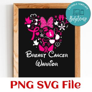 Minnie Mouse Breast cancer warrior PNG SVG file template