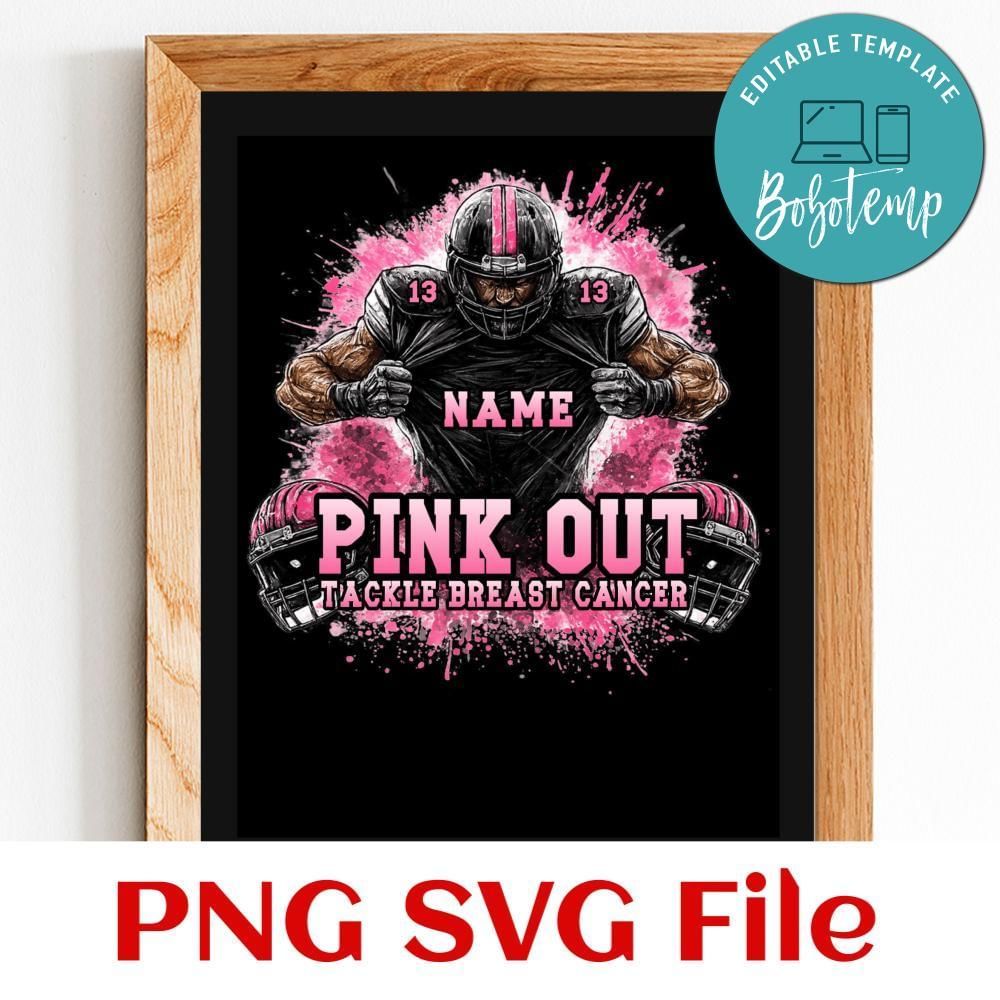 Pink Football custom name and number Customer Request PNG file template