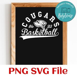 Cougars Basketball Team SVG Customizable