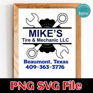 Tire & Mechanic PNG SVG file template