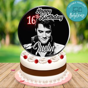 Elvis Birthday Cake Topper Template Printable Instant Download