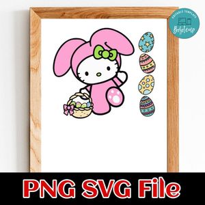 Cute Kitty Cat Happy Easter PNG SVG file template