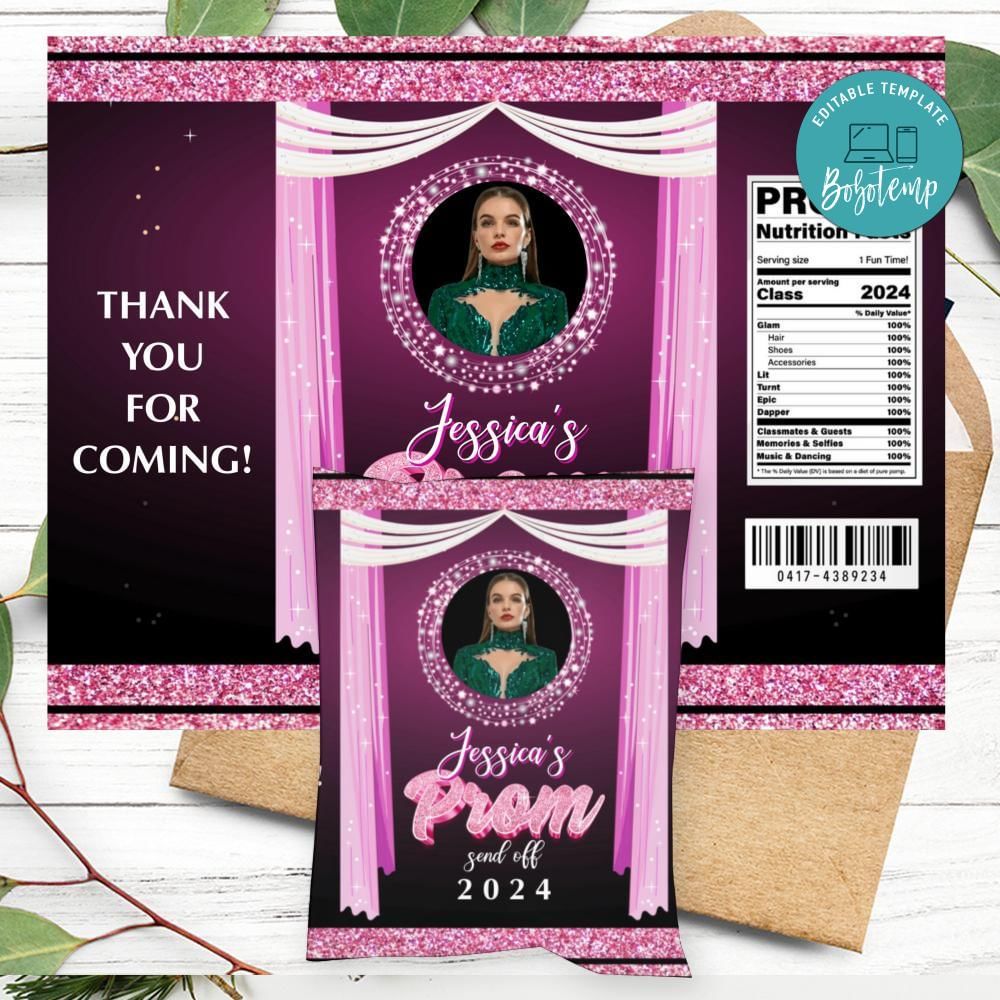 Prom send off Purple Chip Bag Customizable template DIY | Bobotemp