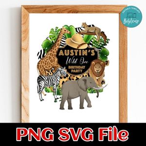 Safari birthday Customer Request PNG file template