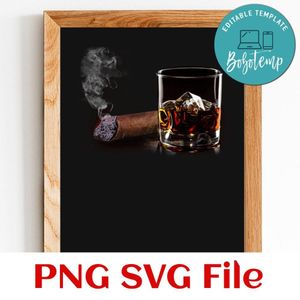 Cigar and liquor PNG file template